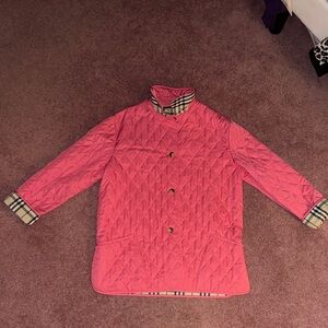Burberry Pink Quilted Jacket with Plaid Lining